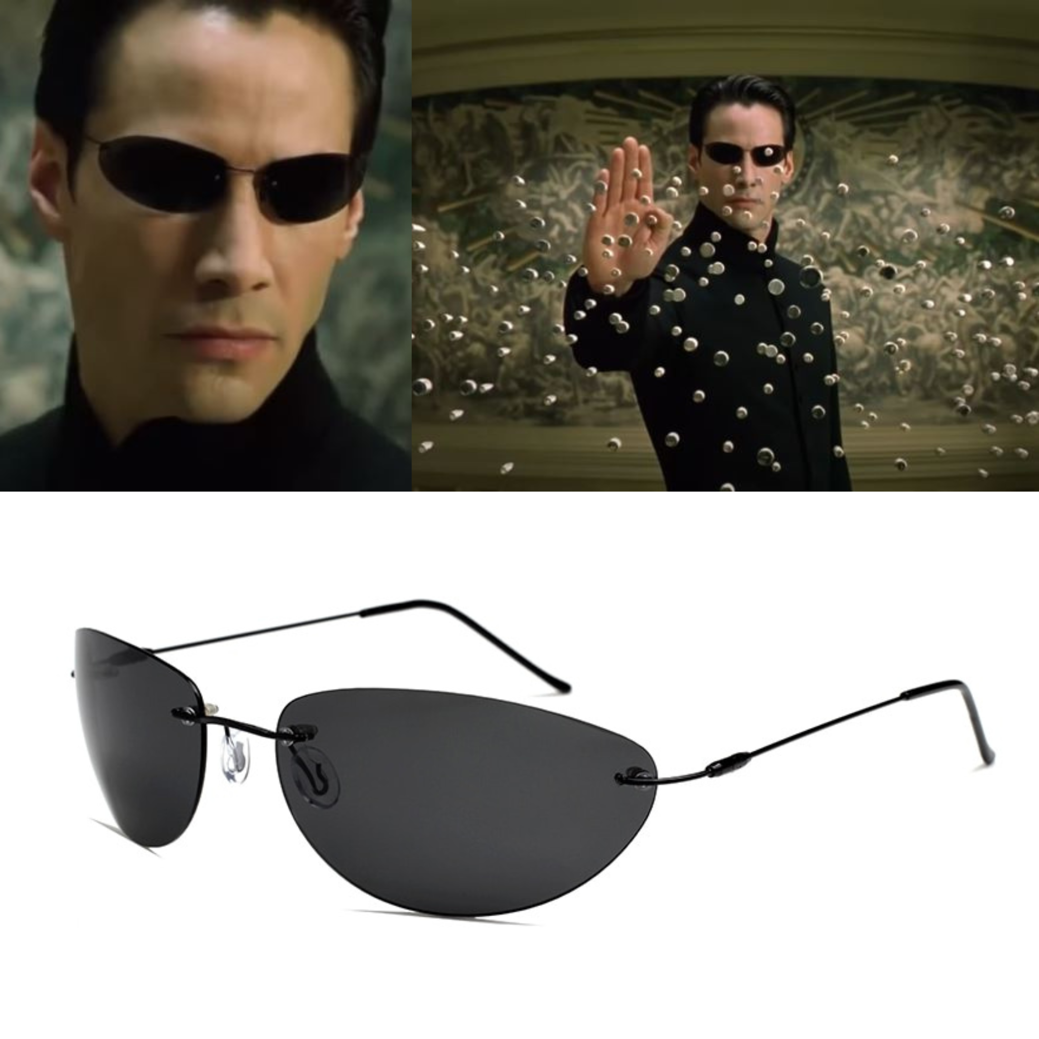 Matrix Morpheus sunglasses polarsed personality temple-less pince Nez  sunglasses 100% UV feather-light rimless Free Shipping - AliExpress